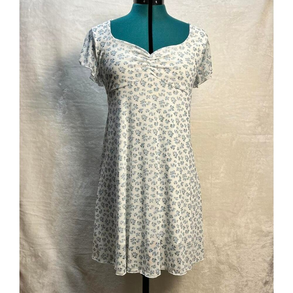 See You Monday Babydoll Dress Size L Light Whimsical Dainty Floral Cottage Faire